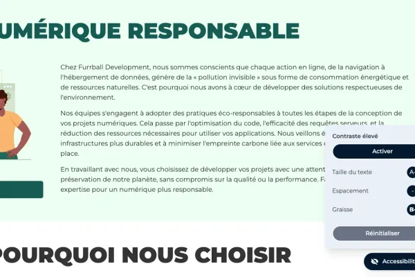 Capture d'écran du site en mode standard, montrant l'interface avec les paramètres d'affichage par défaut